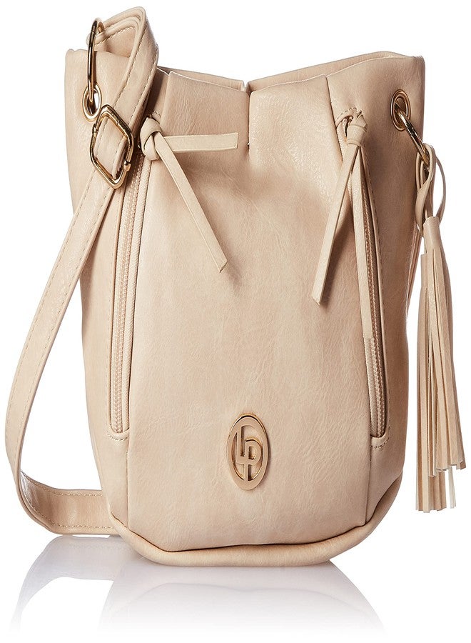 Lino Perros Women's Artificial Leather Sling bag Peach Coloured (BEIGE) - Image 1